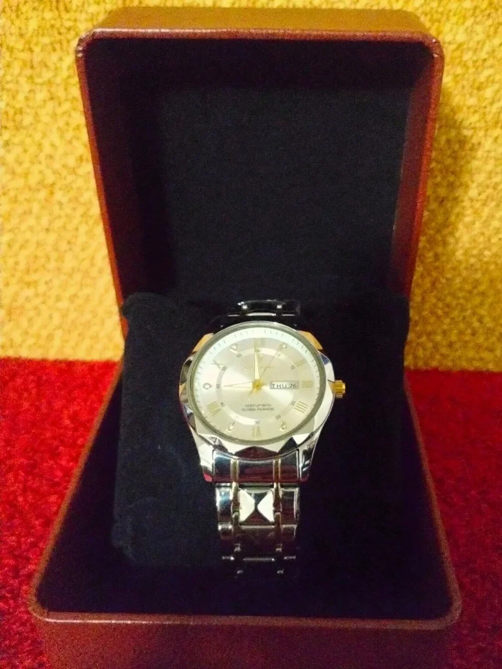 POEDAGAR Luxury Men's Watch - Two-Tone Stainless Steel with Day-Date